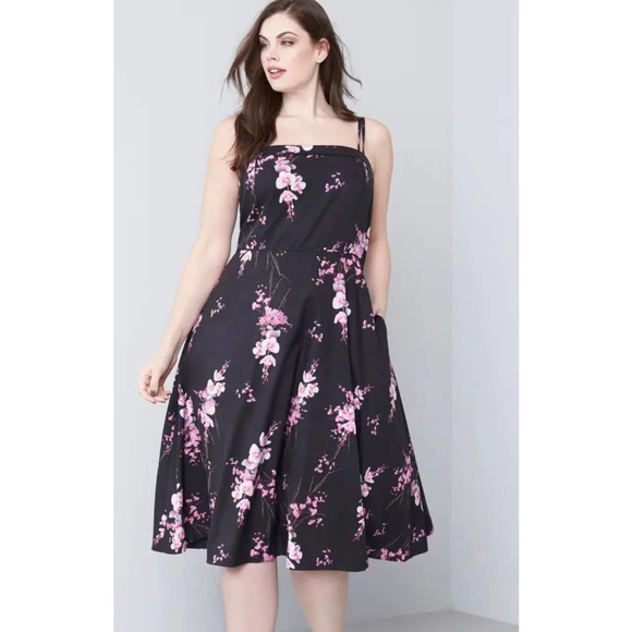 City Chic Orchid Midi Pocket Black Floral Dress - Picture 9 of 13